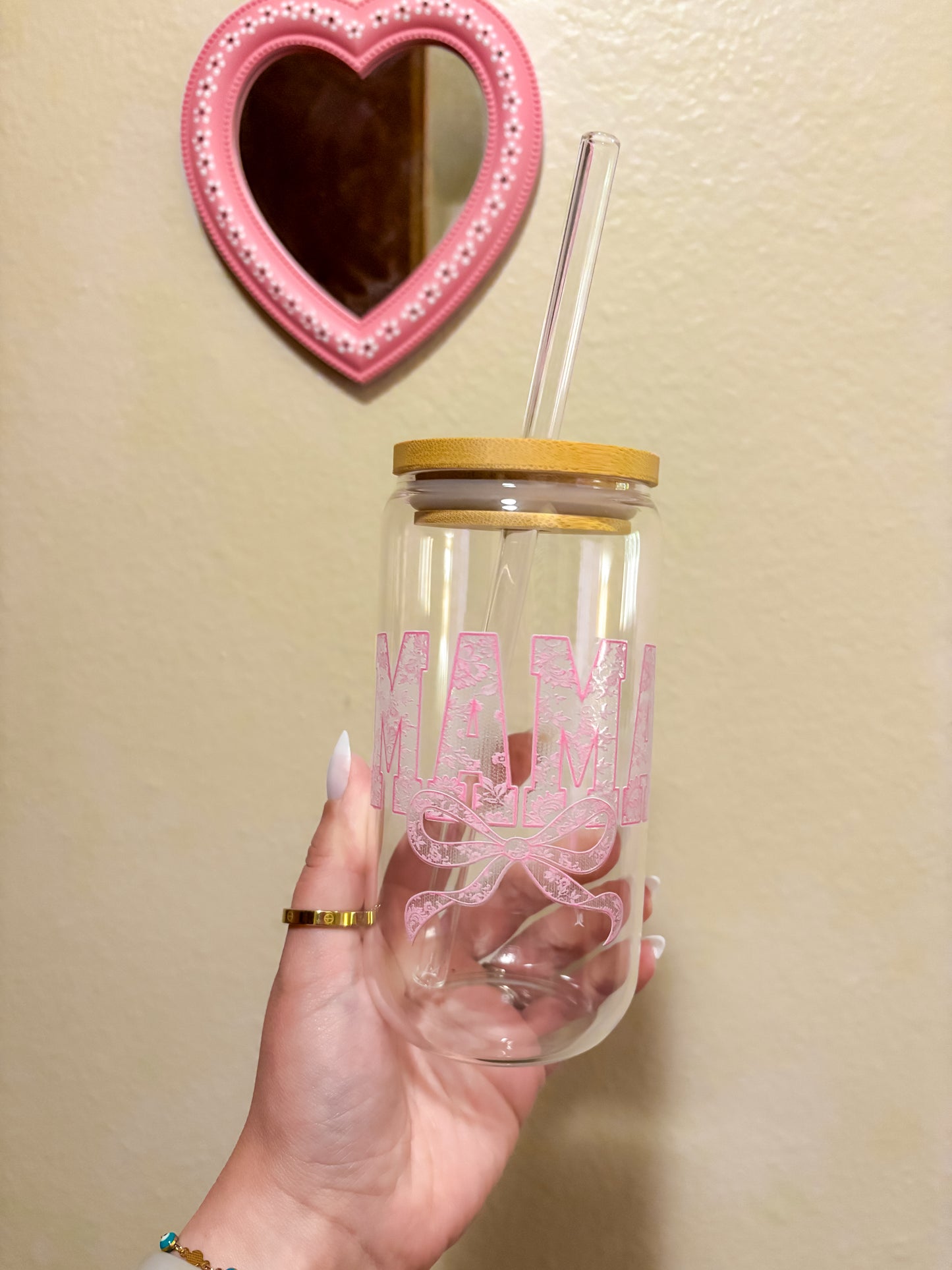 Lace Mama bow 16oz Cup
