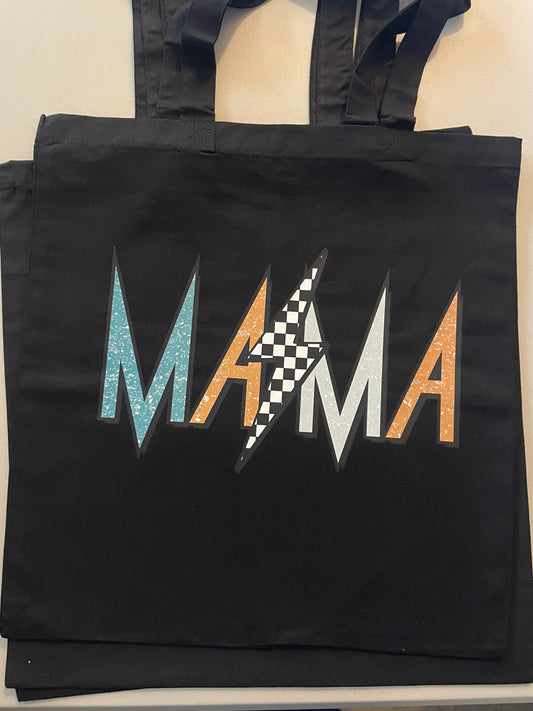 Checkered bolt Mama tote