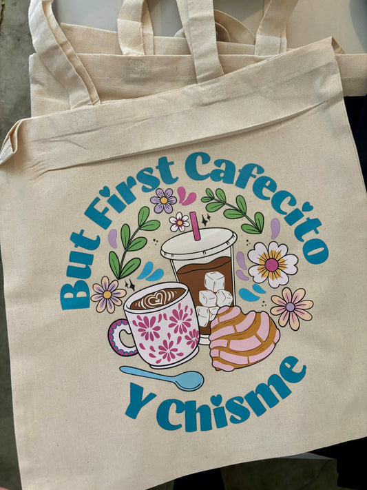 Cafecito y Chisme Tan tote