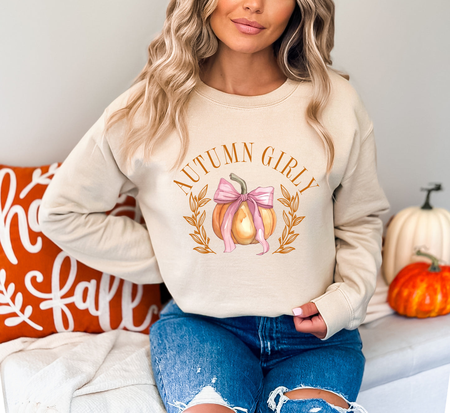 Pumpkin Autumn Girly Sweatshirt